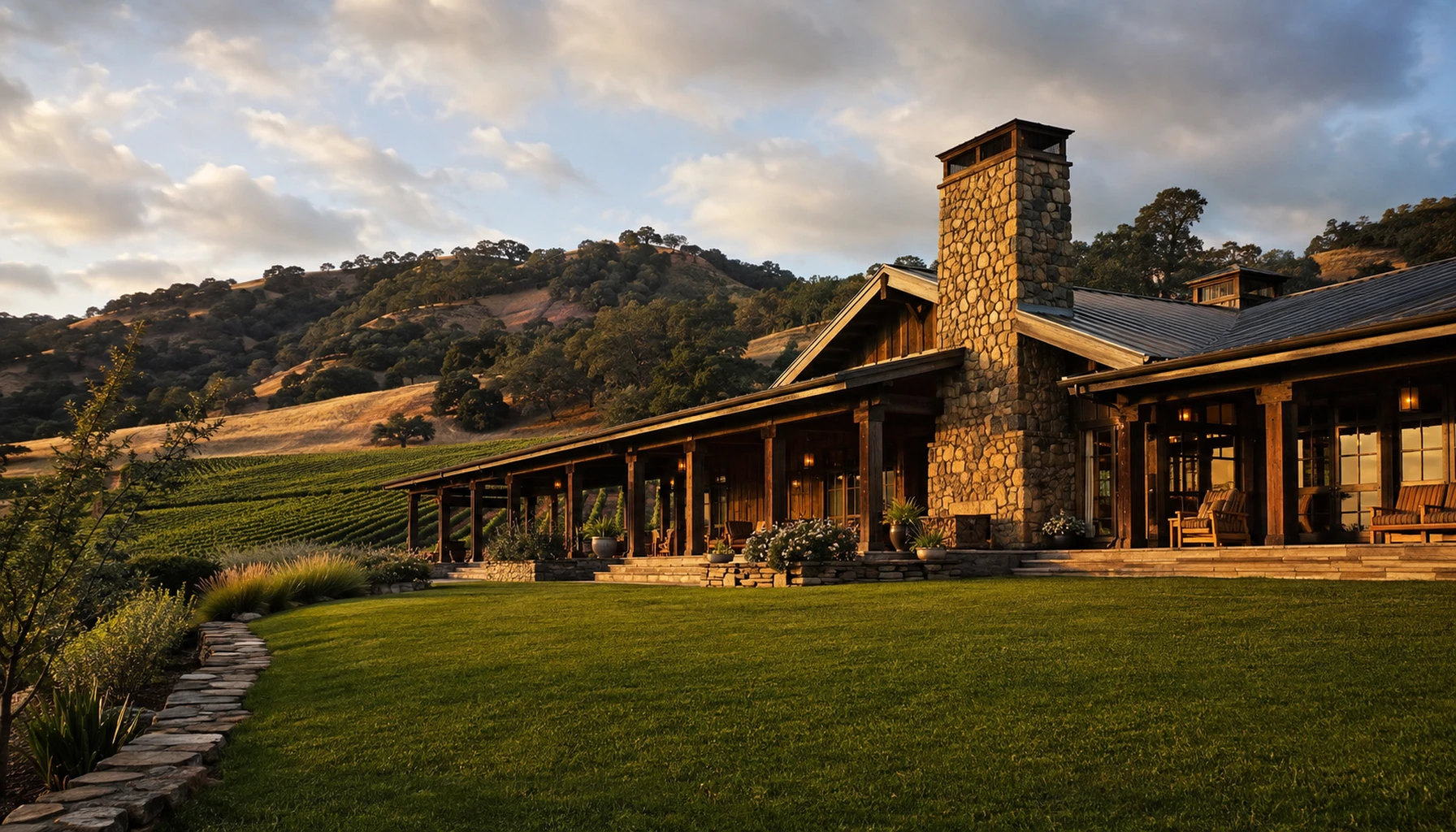 Fess Parker — the frontiersman’s lodge above its Foxen Canyon vines