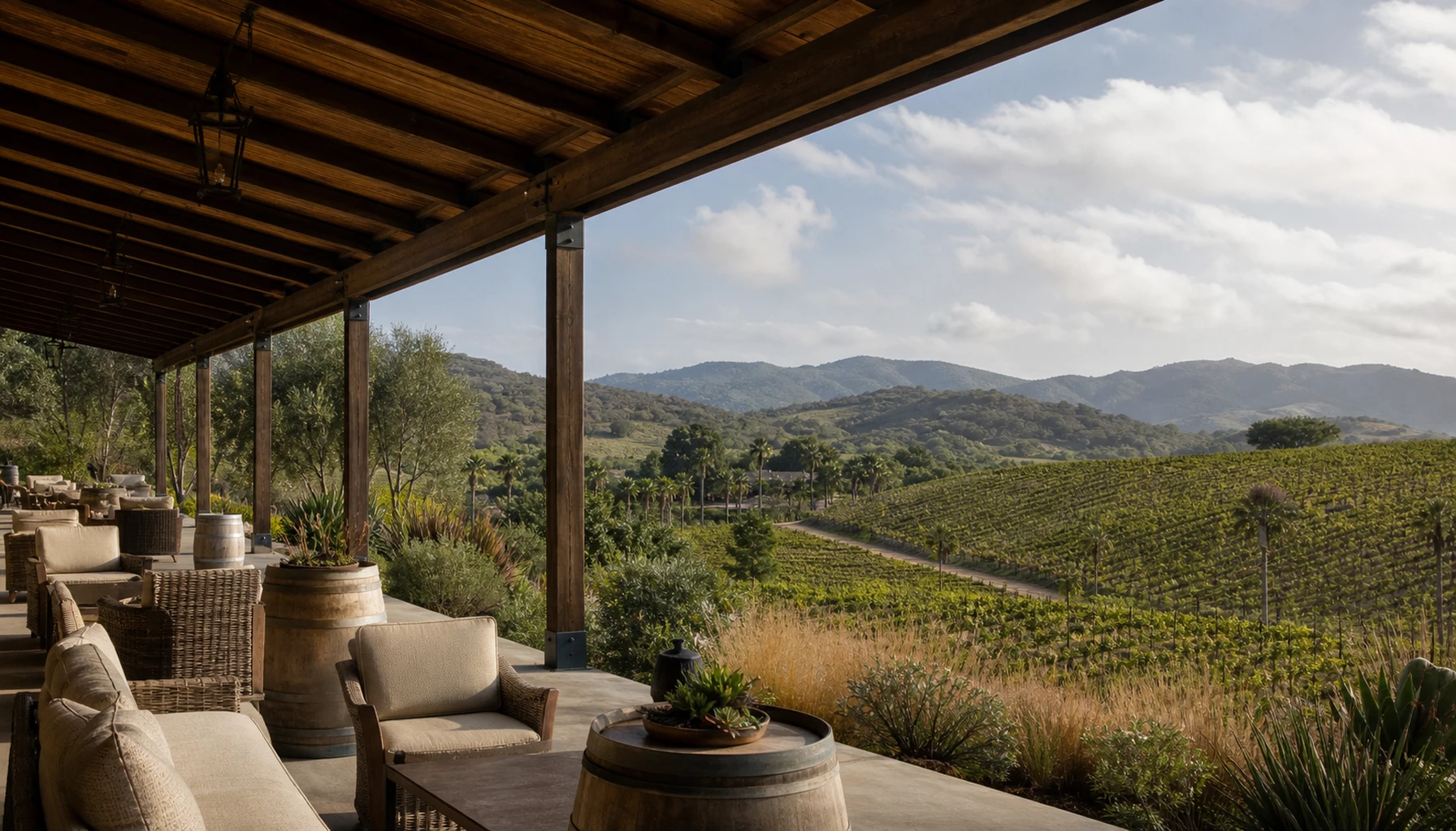 Orfila — pavilion pours above seventy rolling acres of the San Pasqual Valley