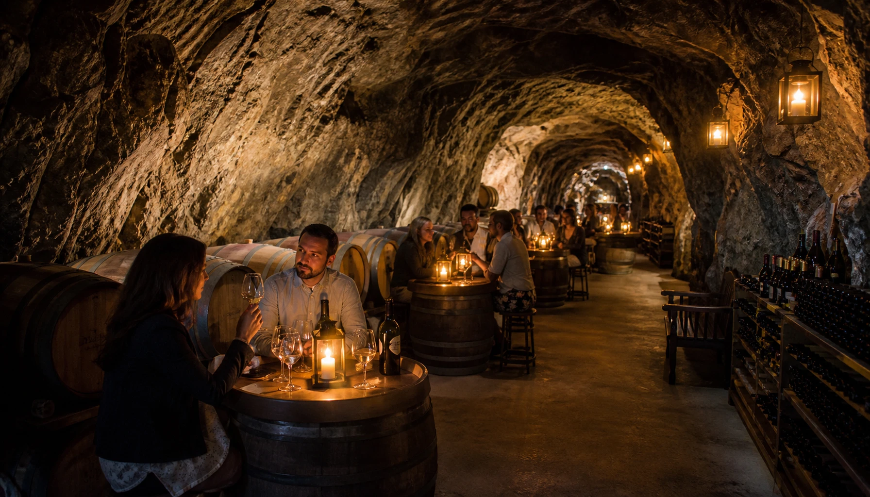 Oak Mountain Winery &mdash; tasting inside the cave.