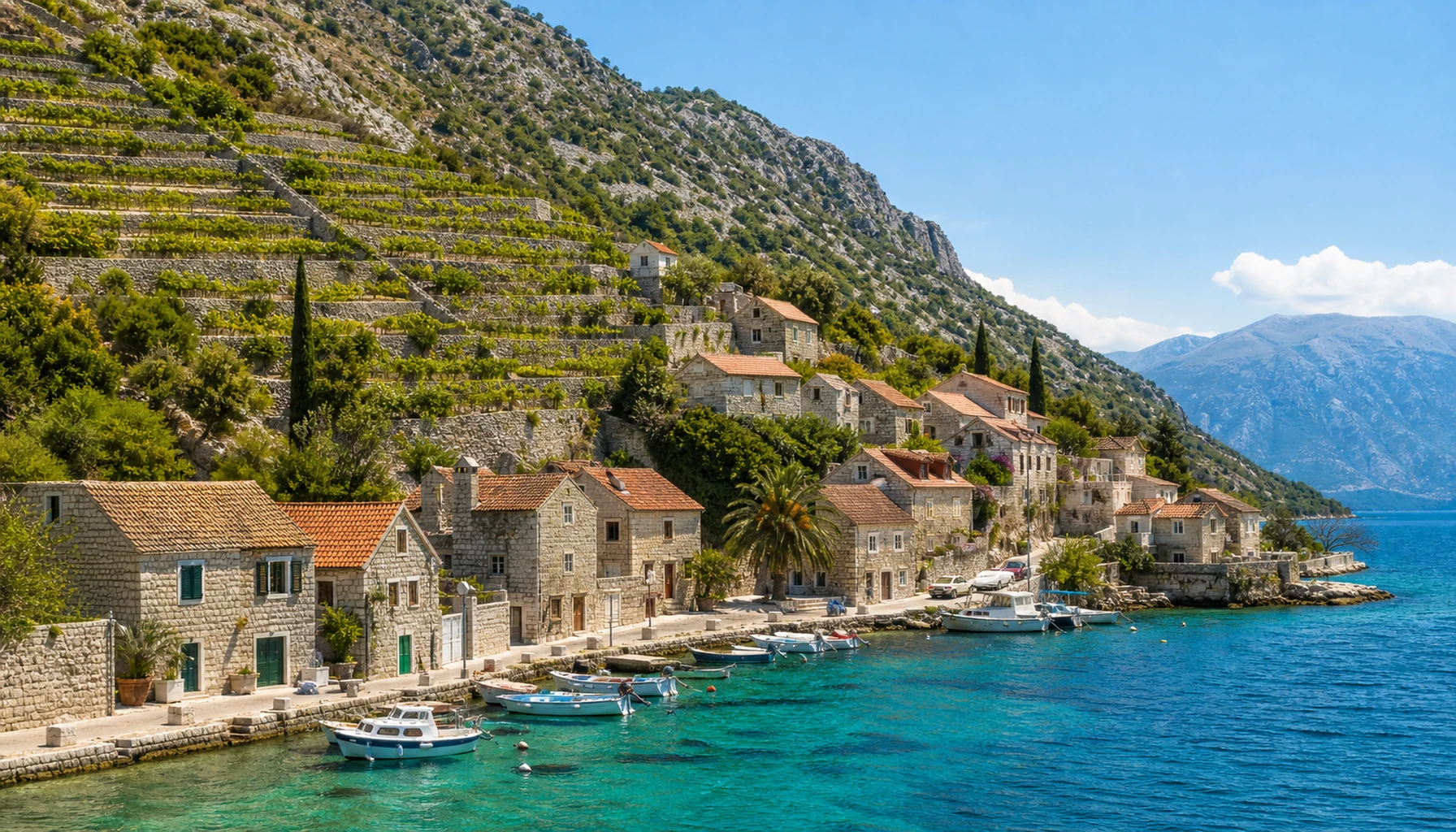 Old vines on stone terraces above the Adriatic — the Dalmatian coast where the Zinfandel trail finally comes to rest