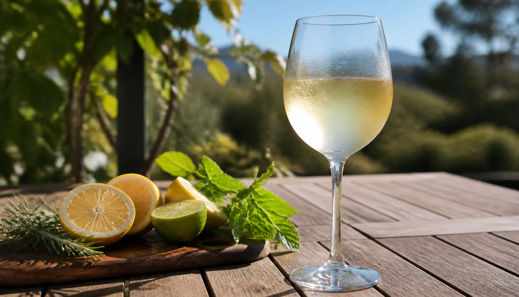 Pale gold and properly cold — Sauvignon Blanc catching the Temecula afternoon it was built to answer